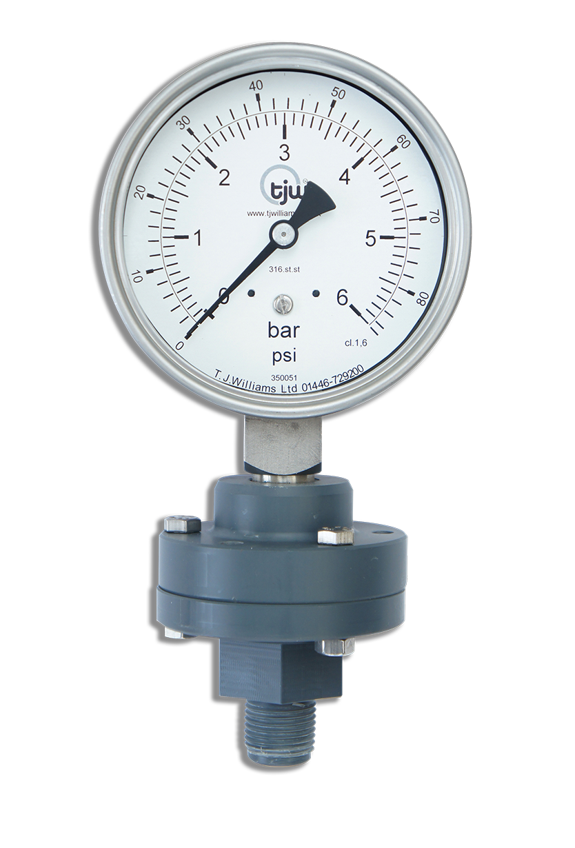 Diaphragm Gauge with PVC Bolted Seal