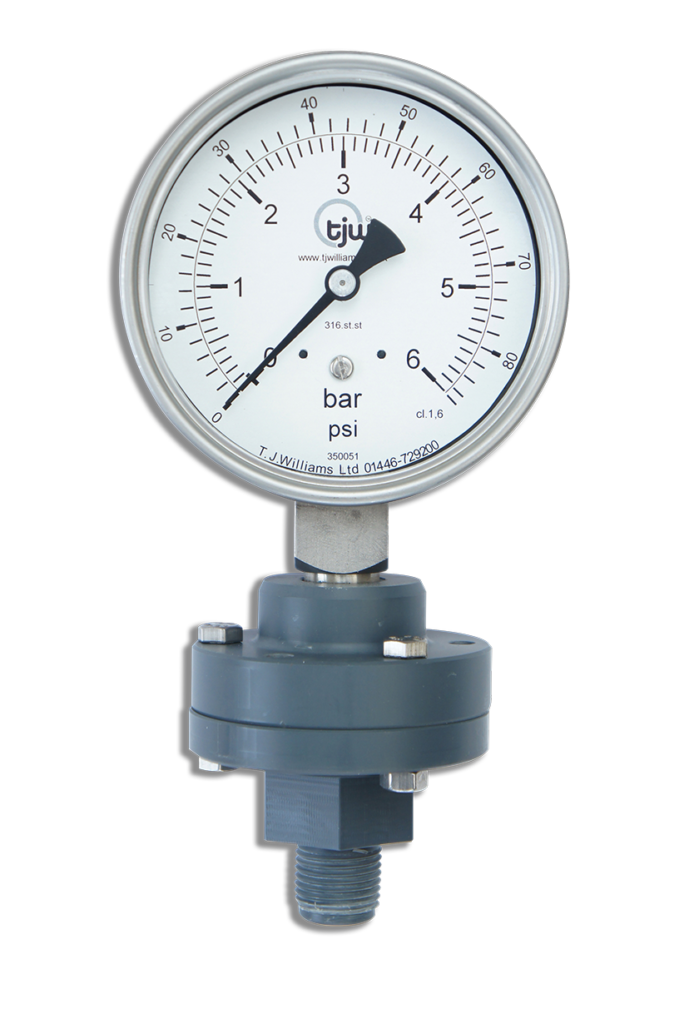 Diaphragm Gauge with PVC Bolted Seal TJ Williams Ltd