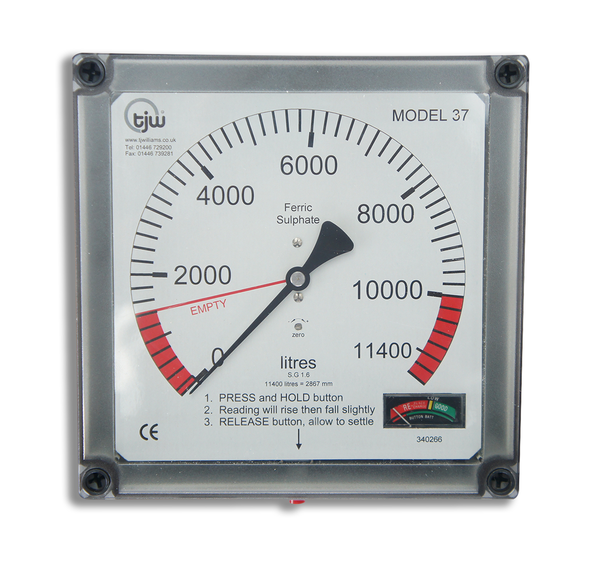 Push to Read Battery Operated Tank Contents Gauge