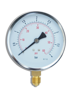 Model 8 - Pressure Gauge – Black Case Chrome Bezel Pressure Gauge Class 1.6