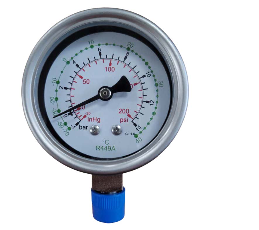 Model 18FS - Pressure Gauge – All Stainless Steel Bourbon Tube Gauge c/w Refrigerant Scale